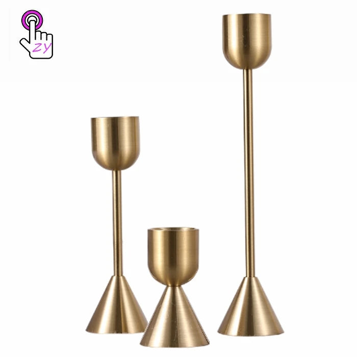 Nordic Modern Gold Metal Candle Holder Solid Brass Stick Wedding Decorative Candlesticks Luxury Home Decor