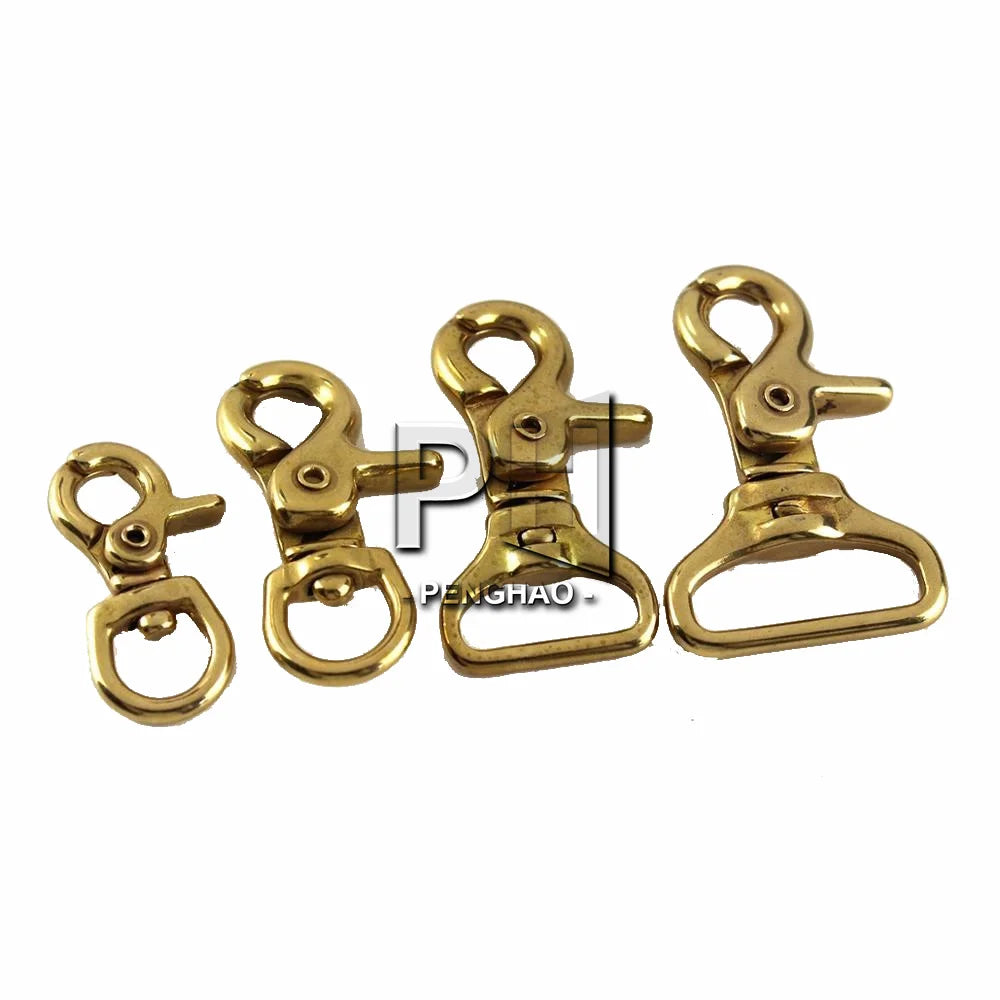 Solid Brass Trigger Clips Swivel Eye Bolt Snap Hook Lobster Clasps for Leather Craft Bag Strap Belt Webbing Pet Dog Rope Leashes
