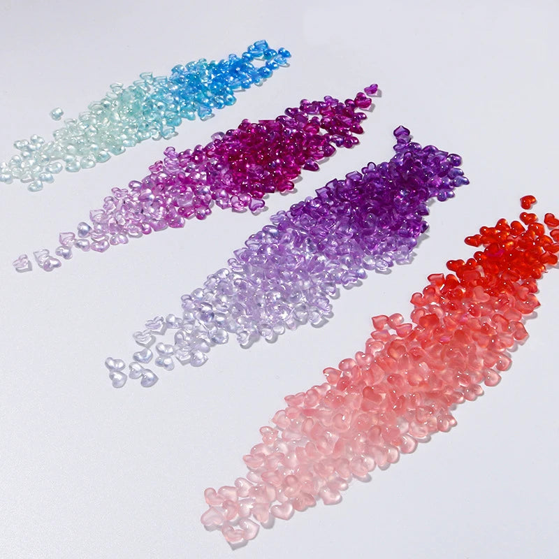 100Pcs/Bag Color Change Heart Nail Charms Mix 4/6mm Resin Peach Heart Uv Light Change Color Nail Rhinestone Nail Decoration