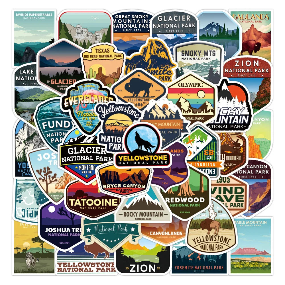 50Pcs Outdoor National Park Decor Graffiti Stickers for Laptop Bottle Waterproof Vinyl Adventure Sticker