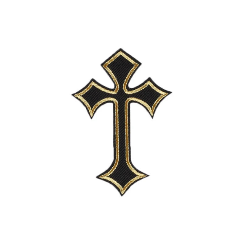 Wholesale Custom Multicolor Crosses Embroidered Garment Patches Iron Hot Melt Adhesive for Clothing Shoes Bags-Main Fabric
