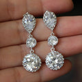 CAOSHI Jewelry Classic Long Pendant Earring Round Pear Cut Full 3A Cubic Zirconia Crystal Wedding Drop Earrings for Women