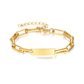 Alin Competitive Price ID Chain 14K Gold Plated Stainless Steel Bracelet Jewelry for Women Gift