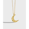 925 Sterling Silver Kolye Moon Pendant Necklace Rose Gold Plated Link Chain Minimalist Irregular Design for Women's Parties