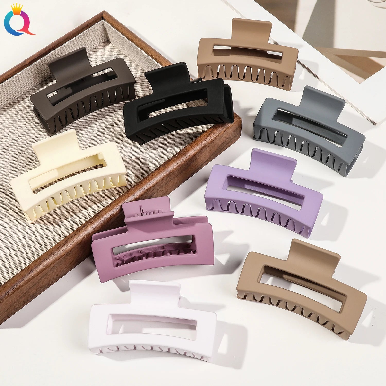 4 Pcs Warm Color Big Hair Claw Clips 3.3 Non-slip Square Matte Banana Clips for Women Strong Hold Jaw Clips for Thick Thin Hair