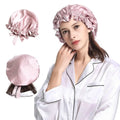 Hot Sale Women's 100%Silk Tie Band Hair Silk Hat for Sleeping Night Sleep Hair Wrap Bonnet
