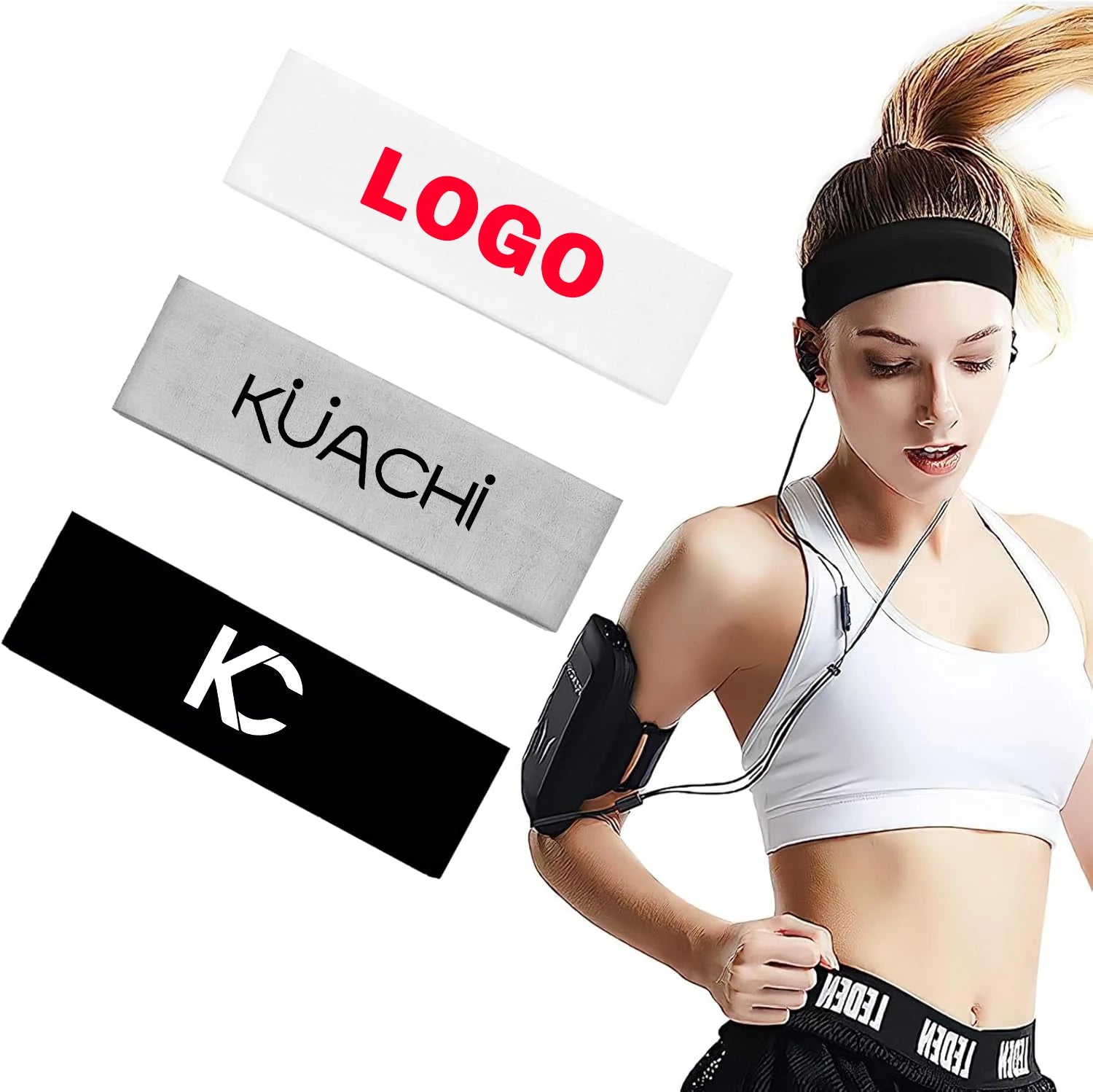 Customized Elastic Headband Sports Fitness Headband Wholesale Solid Color Satin Non-Slip and Sweat-Proof Head Band for Women