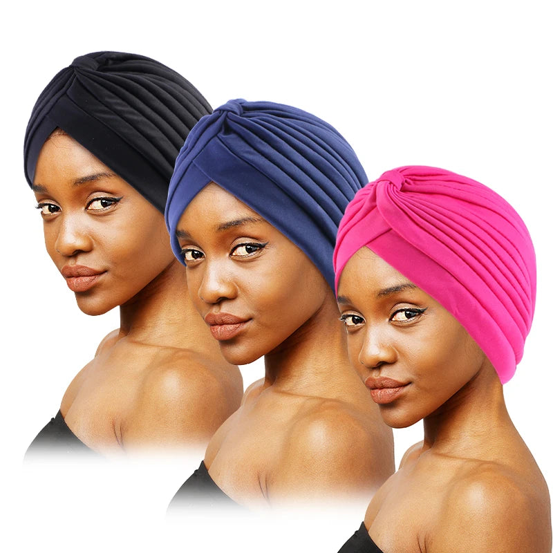 Wholesale Twist Turban Three Pieces/Set Custom Logo Ladies Hair Accessories Stock Turbans Polyester Headwraps