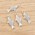 12pcs/lot 20x8mm Charms Antique Silver Plated Double Sided Fish Charms Pendant for DIY Necklace Bracelet Jewelry Making