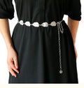Women's Oversized Hourglass Shaped Belt New Clothing Accessory Metal Leaf Design Elongated Belt
