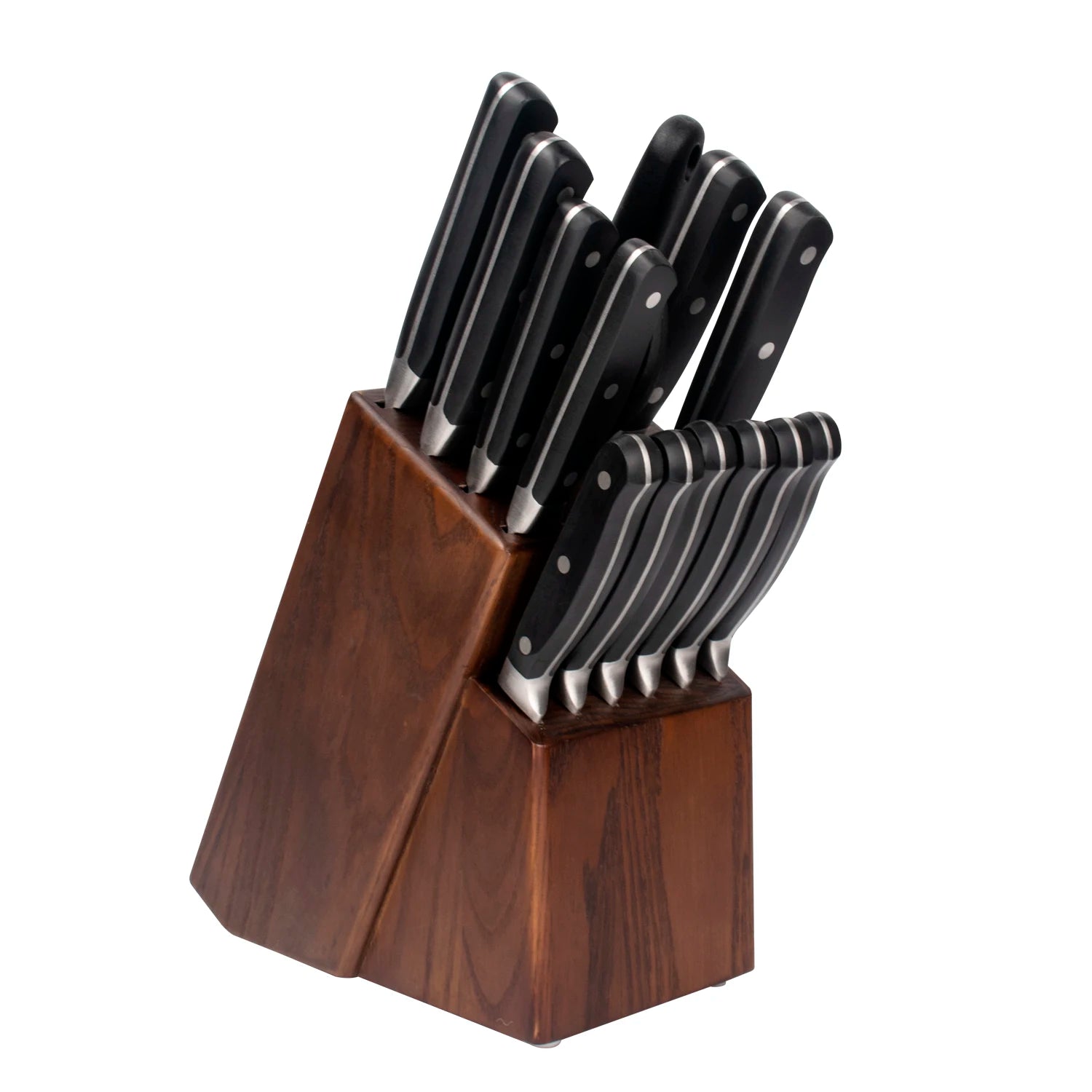 15 Pcs Stainless Steel Kitchen Knife Set With POM Handle Wooden Block Knife Set Kitchen Knife Set