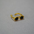 Creative Cool Sunglasses Shaped Rings Adjustable Opening Gold Plated Copper Rings for Ladies
