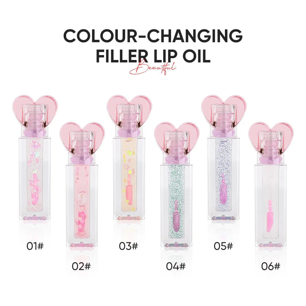 Custom Logo Glossy Moisturizing Magic Plumping Fruit Lip Oil Cruelty-Free Vegan Clear Color Changing Lip Oil with Labeling