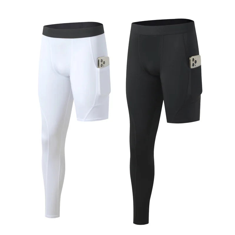 Men's Breathable Leggings Custom Design Yoga Pants Compression Sport Workout Fitness with Pocket