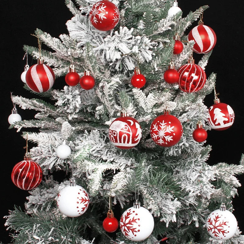 Wholesale 2025 Christmas Tree Pendant Ball Ornaments New 44pcs/set Supplies with UV Printed Box Christmas Plastic Balls