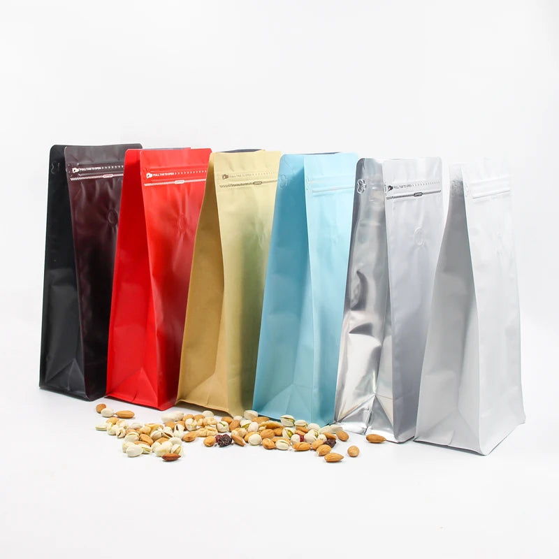 Custom Printed Recyclable Kraft Paper Zipper Coffee Tea Bags 250G 500G 1Kg with Valve for Food Industrial Use