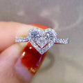 CAOSHI Sweet Gemstone Zirconia Silver Color Plated Ring Ladies Women Heart Wedding Engagement Promise Rings Brass Jewelry CZ