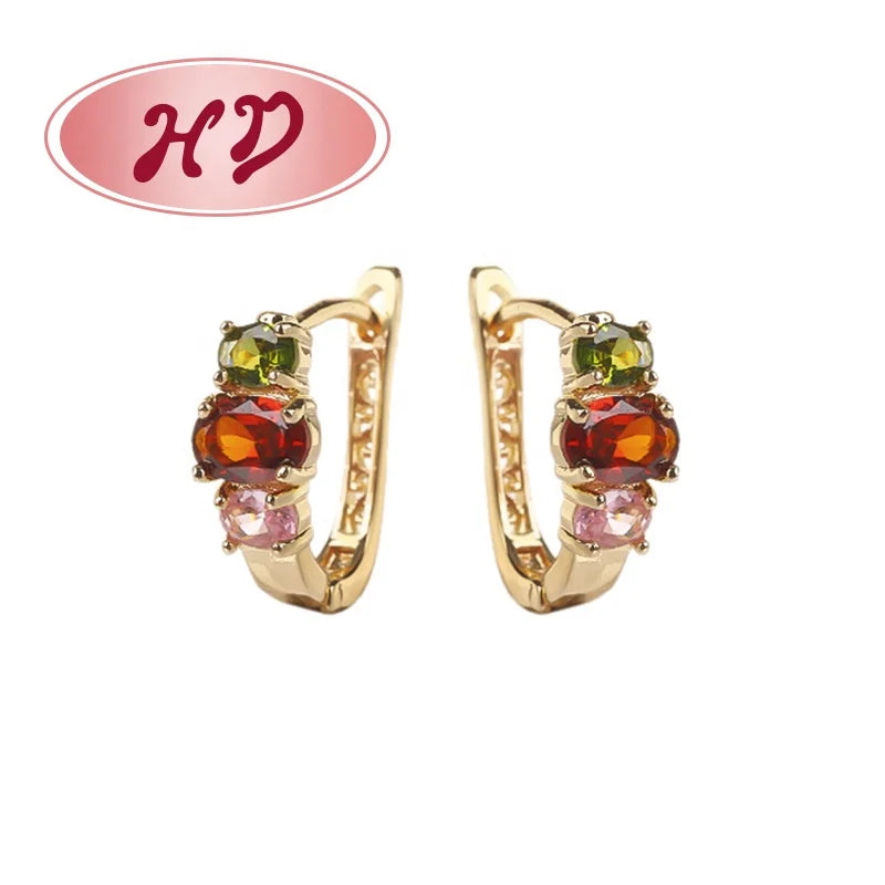 Joyeria Timeless 18K Laminated Gold Plated Brass Huggies Earrings With Sparkling Cubic Zirconia for Wholesale Earrings Women