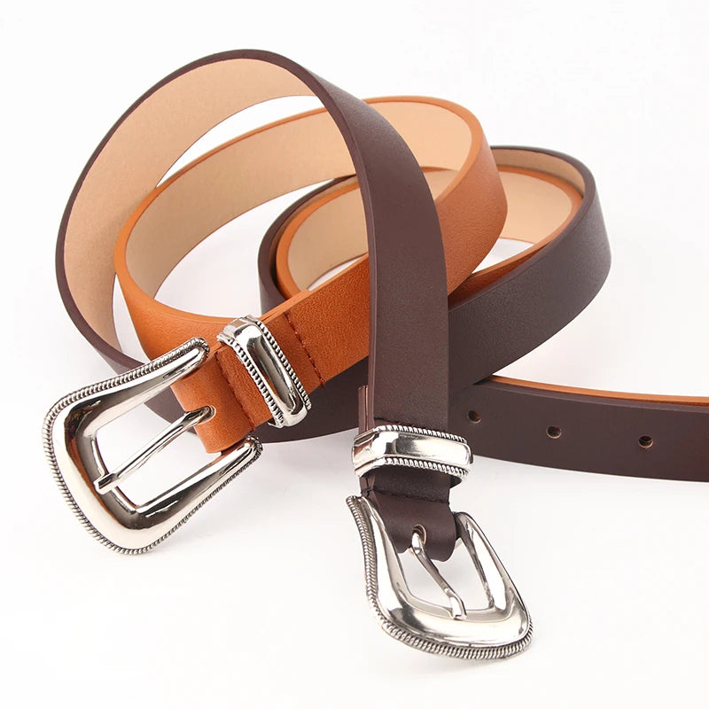 Belt Women's Three-piece Alloy Pin Buckle Imitation Leather Belt Fashion All-match Clothing Decorative Belts