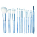Hot Sale 12 Pcs Marble Makeup Brush Set Custom Logo Synthetic Hair Sky Blue Handle Makeup Brushes