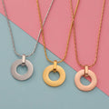 Fashion Non Tarnish Silver 18K Gold Plated 316L Stainless Steel Circle Hoop Pendant Necklace Jewelry for Women