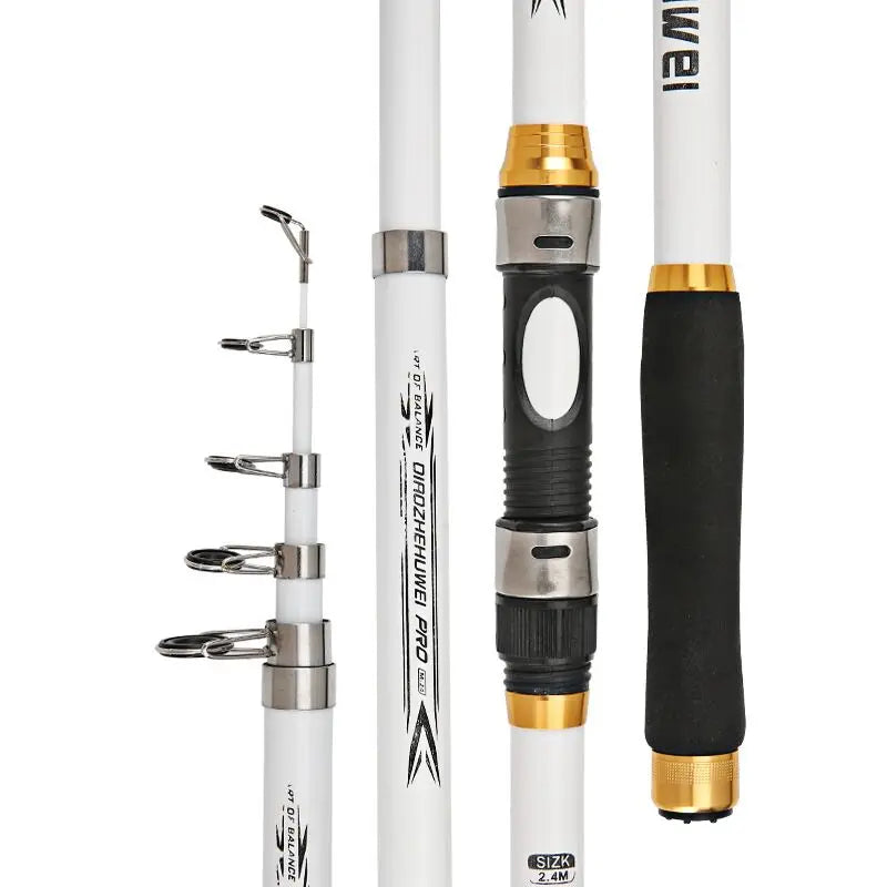 High Quality 2.1m-3.6m Fiberglass Retractable Reel Set Rotary Fishing Rod EVA Handle for Carp Bass Spinning Technique Fly Metal
