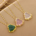 Buddhism Gift Waterproof 18K Gold Plated Stainless Steel Natural Stone Women Maitreya Buddha Pendant Necklace Jewelry