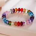 RisingMoon Custom Design Jewelry Handmade Beaded Bracelet Stacking Rainbow Color Sparkly Crystal Bracelet for Ladies