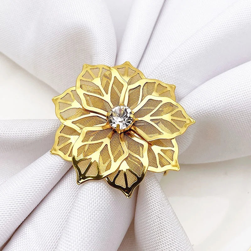 Hollow Out Metal Flower Napkin Ring Holder for Wedding Party