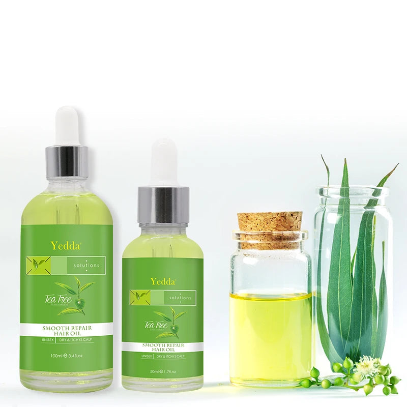 OEM Customized Natural Tea Tree Hair Essence Oil Organic Anti-hair Loss Hair-Repairing Refreshing Anti-curling Moisturizing