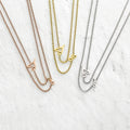 Double Layer Stainless Steel Heart Pendant Necklace with Gold Plated Link Chain Unisex Chokers Valentine's Day Gift Box