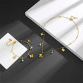 Nabest Stainless Steel Women Necklace and Bracelet Sets Waterproof 18K Gold Plated Butterfly Charm Tassel Jewelry Set