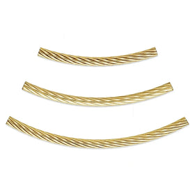 14K Gold Filled Spiral Rugated Curved Tube Beads Connector Patterned Tube Beads in Many Sizes Permanent Jewelry Making Accessory