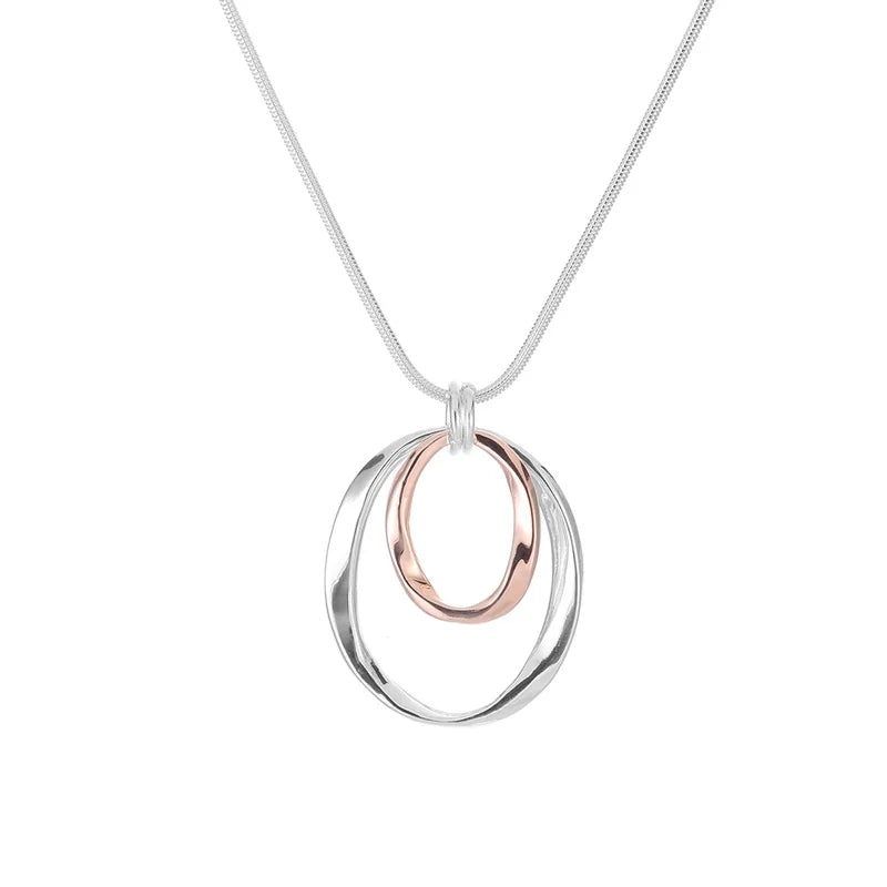 Women Boho Long Necklace with Silver Rings Pendant-Gifts for Women-Gifts