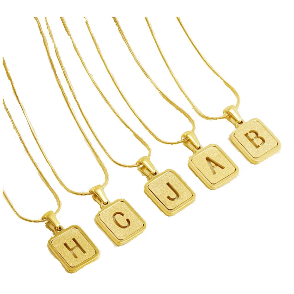 Stainless Steel 18k Gold Plated Layer Necklace with Letter Initial Capital Alphabet Pendant Accessories for Man