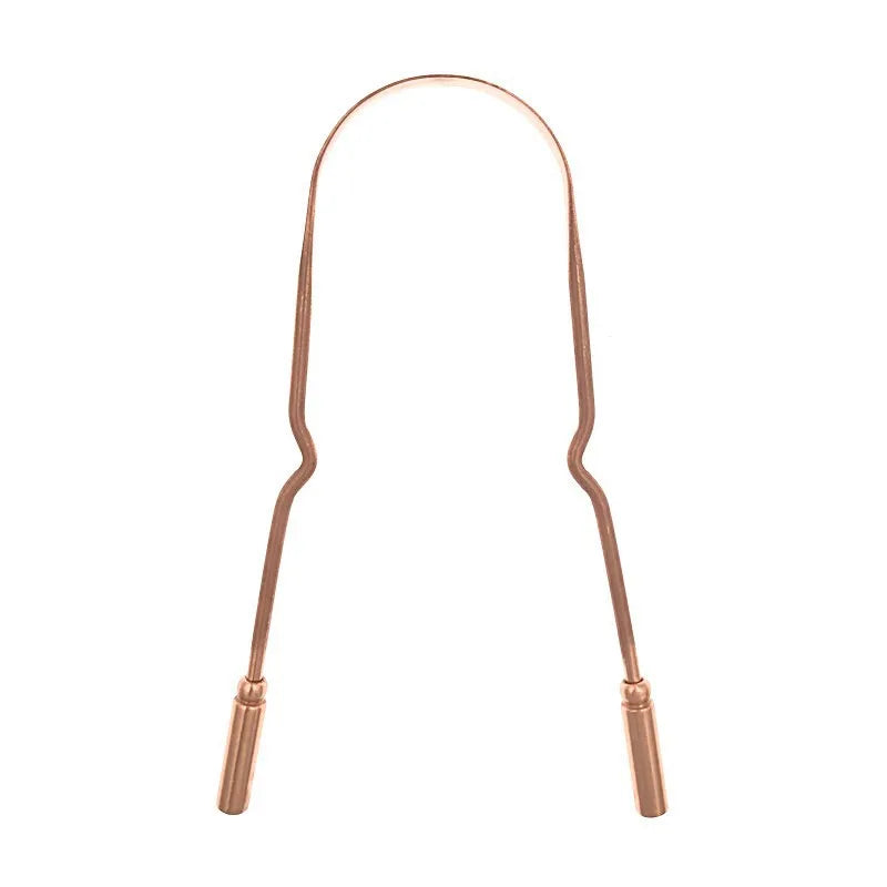 100% Natrual Sustainable Tongue Cleaning Tools Custom U Type Copper Tongue Scraper Non-synthetic Handle Tongue Coating Cleaner