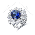 925 Sterling Silver Oval Cut Lab Grown Sapphire Gemstone Ring with Trendy Claw Setting for Women's Wedding/Anniversary
