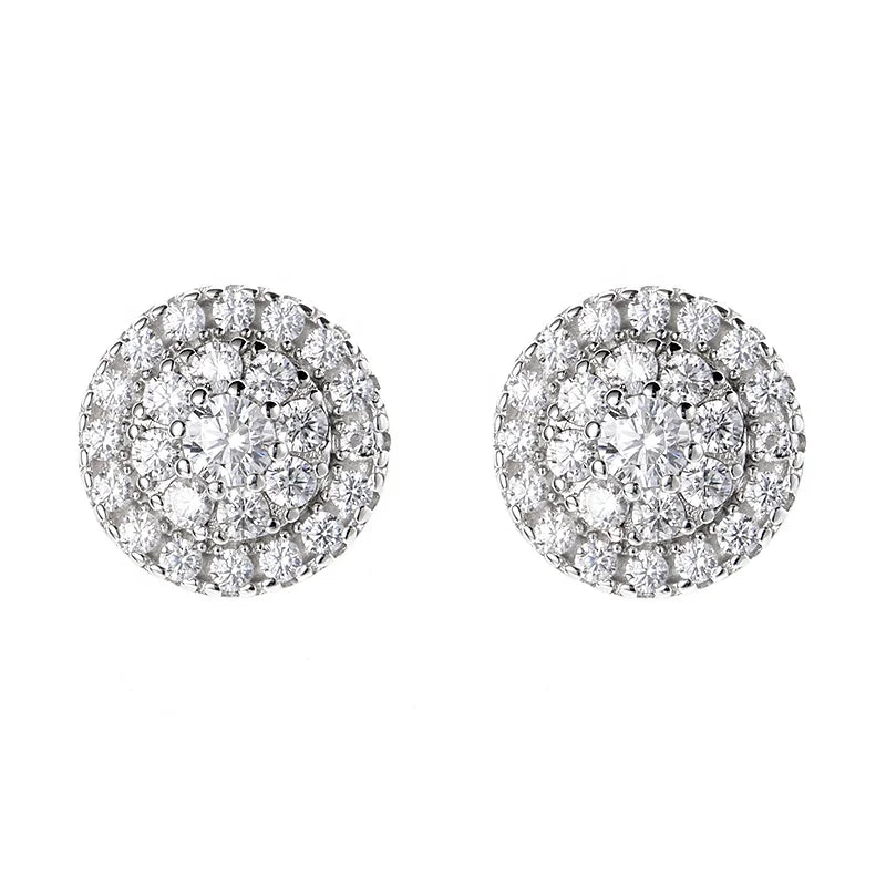GRA Hip Hop Iced Out Bling 925 Sterling Silver Pass Diamond Tester VVS Moissanite Stud Earrings for Men Women