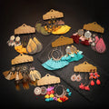 HOVANCI Handmade Fashion Gold Bohemia Ethnic Jewelry Boho Earrings Woven 12 Tassel Retro Earrings