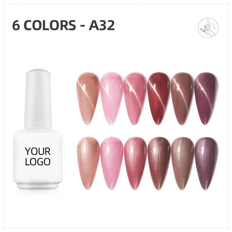 JTING Free Sample Private Label Design Wholesale 6Colors Gel Polish Set Soak Off Nail Gel Polish Professional Nail Supplier