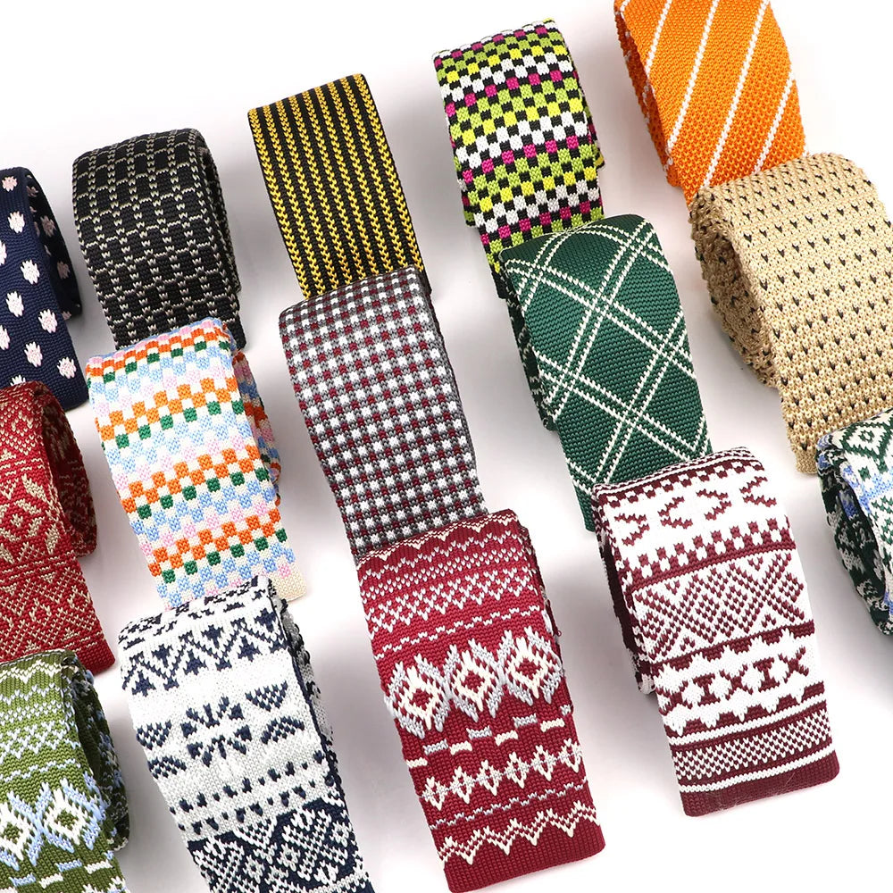 Knit Tie Fashion Pattern Print Leisure Men's Knitted Tie Colourful Woven Daily Wear Cravat Gift for Apparel