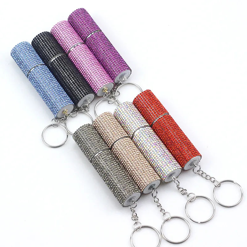 Portable Refillable Mini Travel Diamond Rhinestone Perfume Bottle Keychain Perfume Spray Bottle Key Chain 5ml