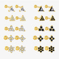 FUAMAY Wholesale Ball Back Earrings 18K Gold Plated Women 925 Sterling Silver Eye Butterfly Moon Flower Geometric Stud Earrings