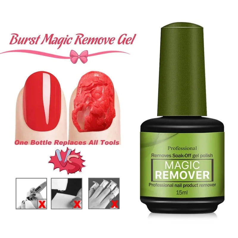 Professional ZLWENY Magic Clear Liquid Peel off Soak off Nail Polish Remover Gel 15ML 1Minute Removal for Nail Salon Use