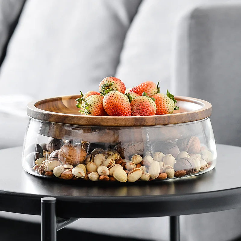 New Design Glass Dry Fruits Storage Jar Cereals Jar Nordic Style Cindy Jars With Wooden Lid Kitchen Container