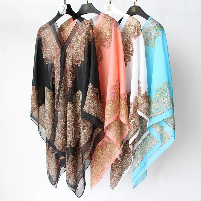 Summer Chiffon Shawl for Beach Chiffon Scarves for Ladies Fashion Travel Shawl for Women Hijabs