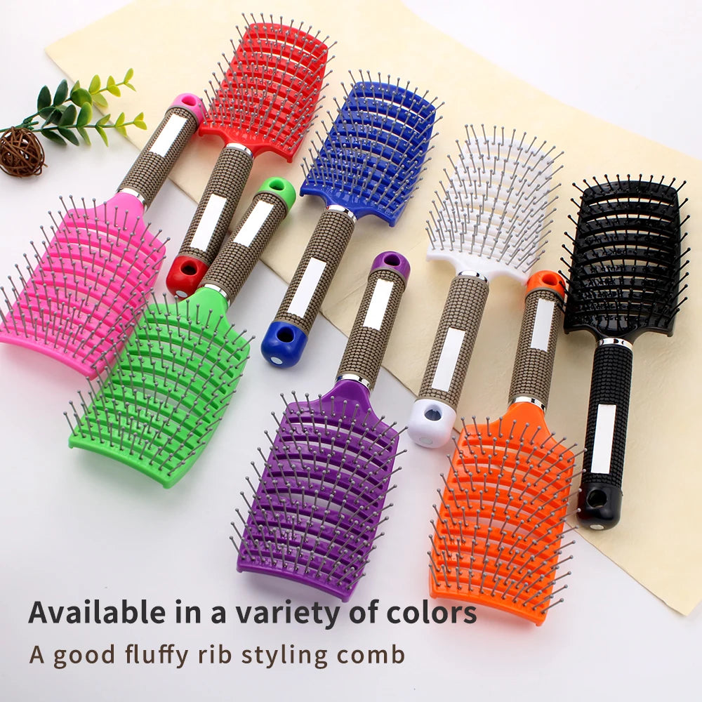 Professional Bristle Nylon Hairbrush Hair Scalp Massage Paddle Vent Comb Curly Detangle Salon Styling Tool Plastic Handle
