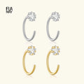 FUAMAY Sterling Silver 925 Jewellery Star Earrings Silver Piercing C Hoop Earrings for Sensitive Ears