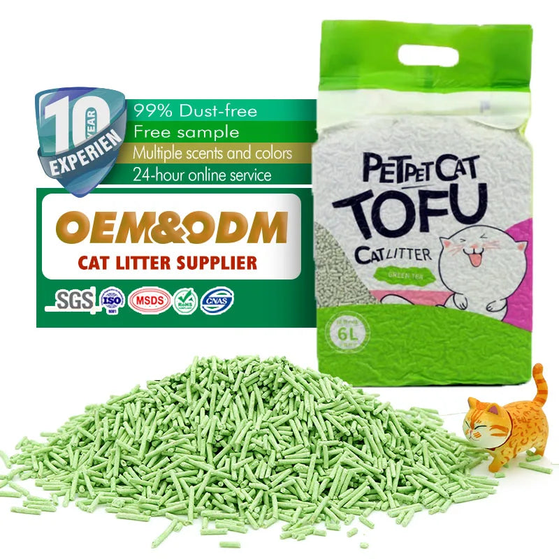 Manufacturers Wholesale Pet Cat Litter Fast Absorbent Deodorant Bacteriostatic Formation Can Flush Toilet Pet Tofu Cat Litter