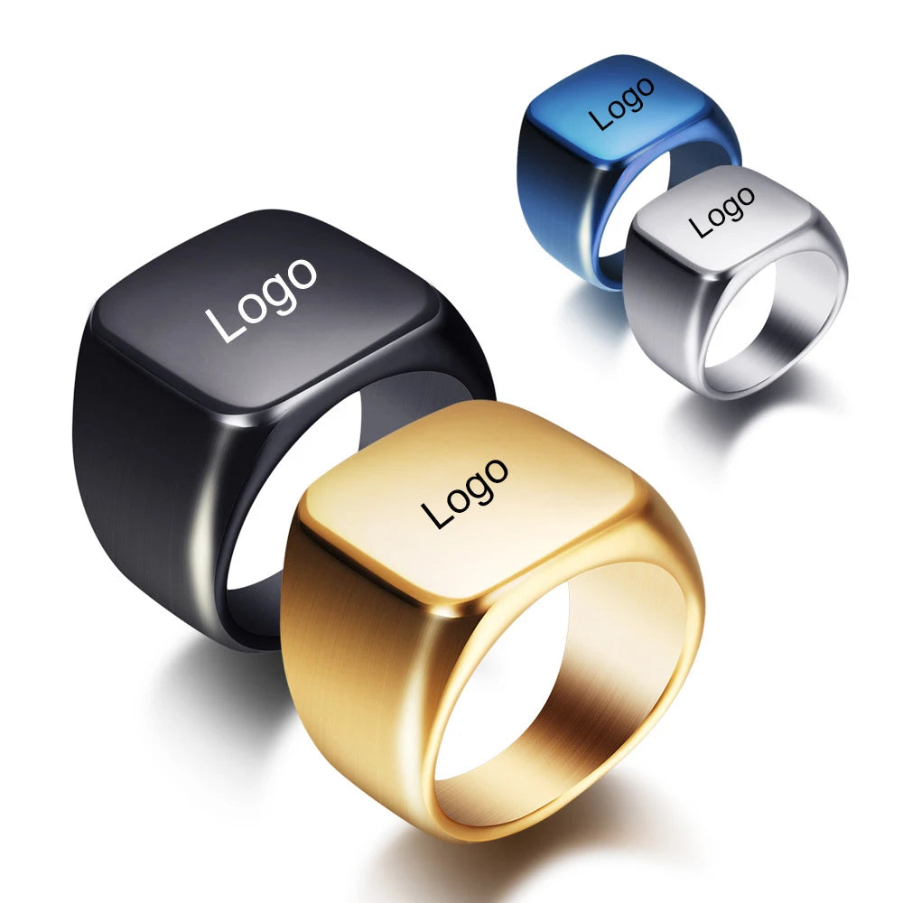 316L Men Metal Ring Simple Latest Gold Plated Finger Ring Designs Fashion Customized Logo Stainless Steel Ring